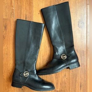Coach Black Leather Knee High Riding Boots. Size 8.5
